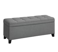 HOMCOM Panchetta Portaoggetti Cerniere Sicurezza 47 Pollici Grigio Scuro | Poggiapiedi, Gambe, Panchetta fine letto, Cassapanca in lino, Soggiorno, Camera da letto, Ingresso