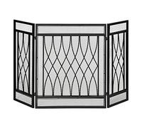 HOMCOM Parafuoco pieghevole a 3 pannelli con cerniere e struttura decorativa in metallo 126x3x80 cm Nero