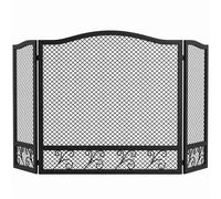 HOMCOM Parascintille per Camino Pieghevole a 3 Pannelli, 107x60cm, Nero