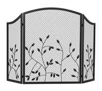 HOMCOM Parascintille per Camino Pieghevole a 3 Pannelli, 122x1x75 cm, Nero