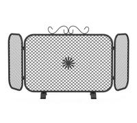 HOMCOM Parascintille per Camino Pieghevole a 3 Pannelli, 90x16x40 cm, Nero