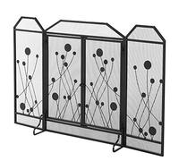 HOMCOM Parascintille Pieghevole per Camino in Acciaio e Metallo Nero con 2 Porte a Chiusura Magnetica, 125x80cm