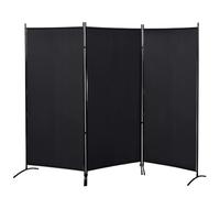 HOMCOM Paravent - Divisorio pieghevole, 3 pezzi, 253 x 182 cm, per soggiorno, colore: Nero
