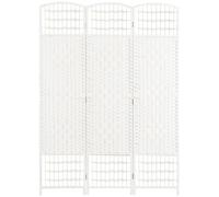 HOMCOM Paravento 3 Ante Pieghevole per Interni Intrecciato, 120x170 cm, Bianco