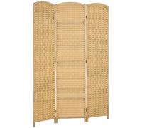 HOMCOM Paravento 3 Ante Pieghevole per Interni Intrecciato 135x180cm