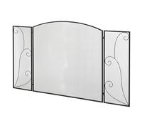 HOMCOM Paravento Camino a 3 pannelli Schermo del camino pieghevole con cerniere 132,5 x 76,5 cm Struttura in metallo resistente rete decorativa nera