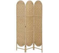 HOMCOM Paravento da Interni Pieghevole 3 Pannelli 120x170 cm Color Legno | Separé Divisorio per Ambienti Autoportante, Stile Bohemien, Carta e Legno di Pino, per Casa, Soggiorno