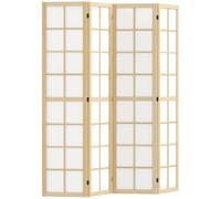 HOMCOM Separé da Interno 4 Pannelli Pieghevole in Legno e Tessuto 160x170cm