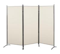 HOMCOM Paravento da Interno a 3 Pannelli, Separé Pieghevole Divisorio per Ambienti in Metallo e Poliestere, 253x50x182cm, Beige