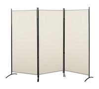 HOMCOM Paravento da Interno a 3 Pannelli Pieghevole, 253x182 cm Separé Divisorio per Ambienti Interno Autoportante Intrecciato in Metallo e Poliestere per Casa, Soggiorno e Ufficio, Beige