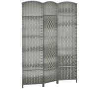 HOMCOM Paravento Interni in Legno, 3 Pannelli, 135 x 180 cm, Divisorio Pieghevole per Soggiorno, Camera da Letto, Casa, Grigio