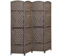 HOMCOM Paravento Interni in Legno, 4 Pannelli, 180 x 180 cm, Divisorio Pieghevole per Soggiorno, Camera da Letto, Casa, Marrone