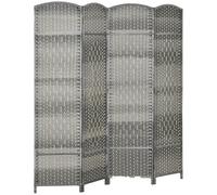 HOMCOM Paravento interno in legno, 4 pannelli, 180 x 180 cm, divisorio pieghevole, per soggiorno, camera da letto, casa, grigio misto