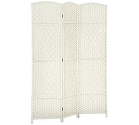 HOMCOM Paravento per interni in legno, 3 pannelli, 135 x 180 cm, divisorio pieghevole, per soggiorno, camera da letto, casa, bianco