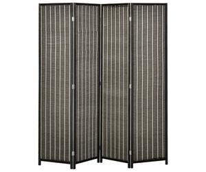 HOMCOM Paravento per Interni, Separé Pieghevole a 4 Pannelli, Divisorio per Ambienti in Legno e Bambù, 180x180x1.9cm, Nero e Marrone Aosom