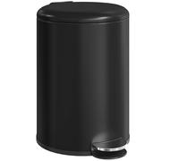 HOMCOM Pattumiera a pedale da 20 l, con coperchio e pedale, pattumiera con secchio interno, funzione soft close, per soggiorno, ufficio, nero, 36 x 30 x 44 cm
