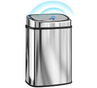 HOMCOM Pattumiera con Sensore a Infrarossi da 50L in Acciaio Inox, Argento