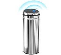 HOMCOM Pattumiera con sensore da 50 l, con secchio interno, per cucina, ufficio, argento