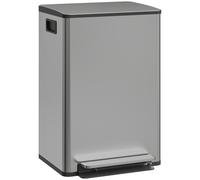 HOMCOM Pattumiera da 50 L a pedale, con secchio estraibile e chiusura soft, 41,7x36,6x62 cm, Argento Aosom Italy