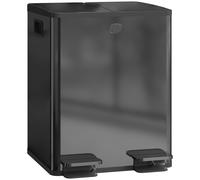 HOMCOM Pattumiera da cucina 2 scomparti da 2 x 20 L, acciaio inossidabile, coperchio con chiusura soft, 45,8x36x51,6cm, nero Aosom Italy