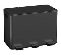 HOMCOM Pattumiera da cucina 3 x 15L, Pattumiera a 3 scomparti selezionali, con pedale, secchielli interni rimovibili, coperchio a chiusura ammortizzata e maniglie in acciaio inox nero lucido