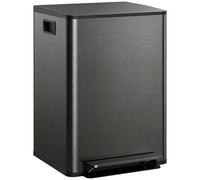 HOMCOM Pattumiera da cucina con 2 scomparti 2 x 30L, in acciaio inossidabile e coperchio a chiusura soft, 47,7x37,5x66,8 cm, nero Aosom Italy