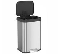 HOMCOM Pattumiera da Cucina con Pedale e Chiusura Ammortizzata 50L, Argento