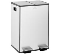 HOMCOM Pattumiera Differenziata 2 Scomparti 28L da Cucina a Pedale Argento