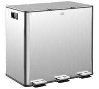 HOMCOM Pattumiera Differenziata 3 Scomparti 15L da Cucina a Pedale Argento | Cestino Spazzatura, 3 Coperchi a Chiusura Silenziosa, Acciaio Inox e PP, 61.9x36.6x43.2 cm