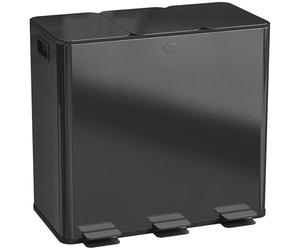 HOMCOM Pattumiera Differenziata 3 Scomparti 20L da Cucina a Pedale, Cestino Spazzatura con 3 Coperchi a Chiusura Silenziosa in Acciaio Inox e PP, 61.9x36.6x56.7 cm, Nero