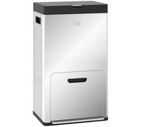 HOMCOM Pattumiera Differenziata a 3 Scomparti 18+18+20L a Pedale, Cestino Rifiuti in Acciaio con Ruote, Chiusura Silenziosa, Secchi Interni Rimovibili e Supporto per Deodorante, 45.7x35.8x76cm Argento