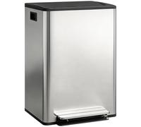 HOMCOM Pattumiera Differenziata a Pedale 2x30L 2 Scomparti Argento