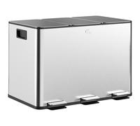 HOMCOM Pattumiera Differenziata con Chiusura Silenziosa 45.8x36x67.6 cm Argento