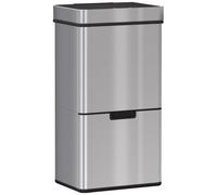 HOMCOM Pattumiera Automatica 72L con Sensore Infrarossi, 3 Scomparti e Coperchio Rimovibile, Acciaio e ABS, 42x30x81cm Aosom