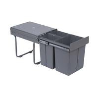 HOMCOM Pattumiera Estraibile per Raccolta Differenziata 3 Contenitori Capacità Totale 40L Design Compatto 48x34.2x41.8cm Colore Grigio Aosom