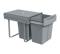 HOMCOM Pattumiera Estraibile Sottolavello 40L 52x33.5x41 cm Grigio