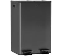 HOMCOM Pattumiera in acciaio con coperchio Softclose, 2x28L, nero