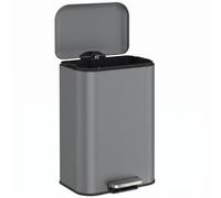 HOMCOM Pattumiera Rettangolare a Pedale 30L con Manico, Grigio Scuro
