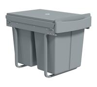 HOMCOM Pattumiera Estraibile Sottolavello per Raccolta Differenziata 40L, Bidone Rifiuti a 2 Secchi con Manico e Ripiano Superiore, Apertura Manuale Facile, 52x33.5x41 cm, Grigio