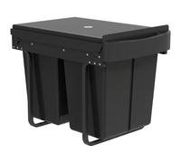 HOMCOM Pattumiera Sottolavello Estraibile, Pattumiera per Raccolta Differenziata, 2x20L, Secchi Interni Removibili, 52x33,5x41 cm, Nero Aosom Italy