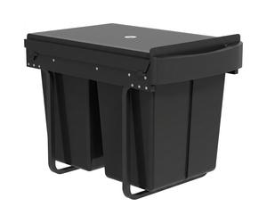 HOMCOM Pattumiera Sottolavello Estraibile, Pattumiera per Raccolta Differenziata, 2x20L, Secchi Interni Removibili, 52x33,5x41 cm, Nero Aosom Italy