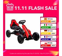 Homcom Pedale Kart per Bambini 3-8 Anni con Sedile Regolabile in 4 Posizioni e Ruote Eva 100X58X58,5 cm Nero