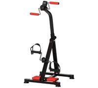 HOMCOM Pedaliera per Braccia e Gambe da Divano e Poltrona con Schermo LCD, Altezza e Resistenza Regolabile, in Acciaio, 56x44-56x75-97cm, Nera e Rossa