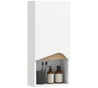 HOMCOM Pensile Bagno con Ripiano Aperto e Armadietto Bianco e color Legno