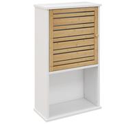HOMCOM Pensile da bagno con anta a doghe di bambù, contenitore, ripiano regolabile, 40L x 20D x 70H cm, bianco