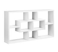 HOMCOM Pensile Libreria da Parete Sospesa 8 Vani in 3 Diverse Dimensioni, Mensola da Muro Design Antiribaltamento Pannelli di Truciolare Bianco 85x14.5x47.5cm Capacità: 20kg
