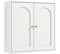 HOMCOM Pensile, pensile da bagno moderno con armadio a doppia anta e maniglie dorate, pensile da bagno sospeso, 60 x 20 x 60 cm, bianco