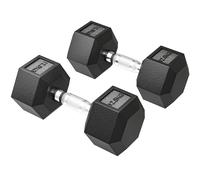 HOMCOM Set di Manubri Palestra da 2x12.5 kg Esagonale, Pesi Palestra con Impugnatura Antiscivolo, per Allenamento Fitness Palestra Casa, Nero