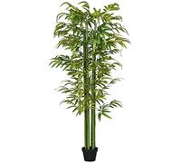 HOMCOM Pianta artificiale, 180 cm, albero di bambù artificiale, albero artificiale con vaso, pianta da interno come reale, per soggiorno, camera da letto, verde