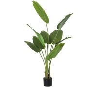 HOMCOM Pianta Artificiale da 160 cm a 10 Foglie in PEVA Verde con Vaso